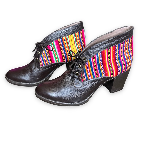 Killasumaq Mister Stenholm Dark Brown Leather Booties Serape Fabric Size EU 39 - Picture 17 of 17